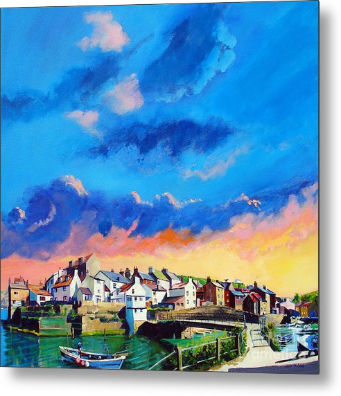 Staithes Sundown is a wacky landscape art print on aluminium sheet metal by Yorkshire artist Neil Mcbride © Neil McBride 2019