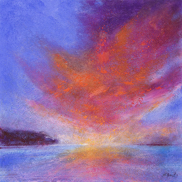 This Sunset landscape art on paper is a feast of colour and texture. © Neil McBride 2019