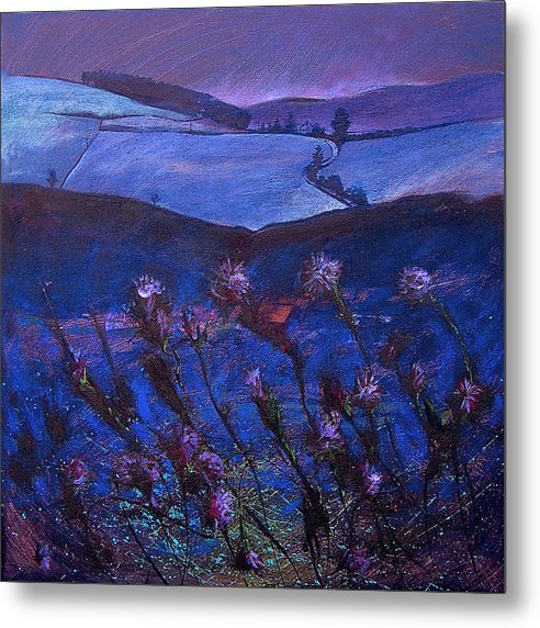 Thistles in Fryup dale is moody purple art print on metal of Fryup dale in the North York Moors. © Neil McBride 2019