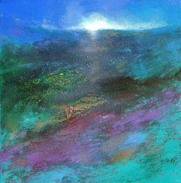 Light Squall landscape Art Prints on paper in green, blue and purple colours - © Neil McBride 2019