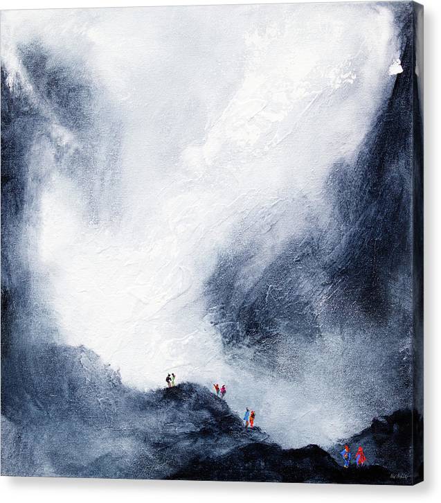 Walking Buddies traversing a mountain ridge. Captured on a canvas print by Neil McBride.