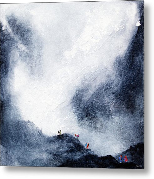 Walking Buddies traversing a mountain ridge captured on a metal print by Neil McBride