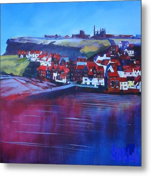 a very blue panorama of Whitby Smokehouses artwork on Metal Prints © Neil McBride 2023